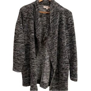 Ann Taylor LOFT Black‎ & White Knit Long Sweater or Duster w/ Front Pockets